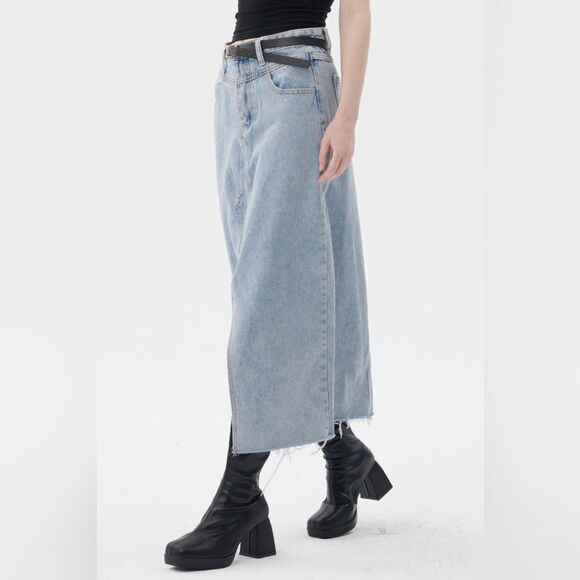 Storets Peyton Midi Blue Denim Skirt Size XS - Picture 5 of 13